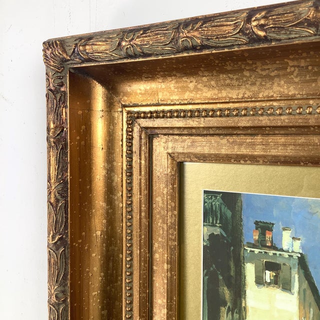 Vintage European Canal Scene in Ornate Gilt Wood Frame For Sale In Philadelphia - Image 6 of 12