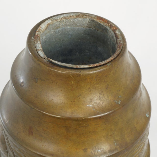Large German Art Nouveau Jugendstil Copper Vase With Tin Liner 1920's For Sale - Image 9 of 10