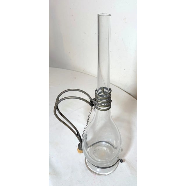 Antique 1800s Handmade Bronze Hand Blown Glass Wine Claret Decanter Egypt Snake For Sale - Image 10 of 12