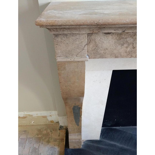 This unique tan and gray petite marble mantel was reclaimed by Olde Good Things from a private Manhattan residence on East...