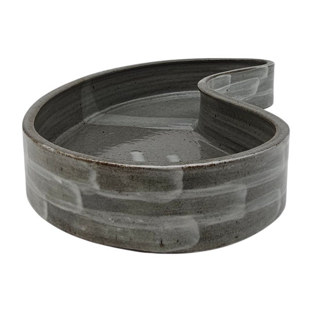 Gray Japanese Takekawa Tōgei Studio Pottery Suiban Centerpiece Bowl Signed 20.5" For Sale - Image 8 of 10