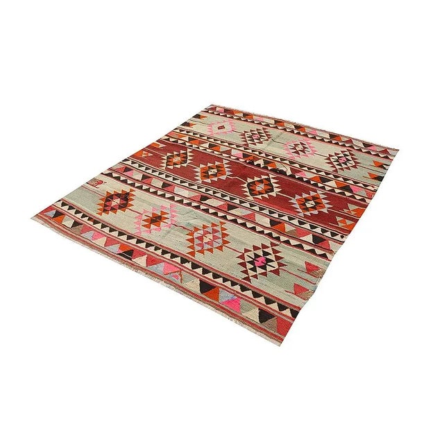 Boho Chic Vintage Turkish Kilim Rug For Sale - Image 3 of 7