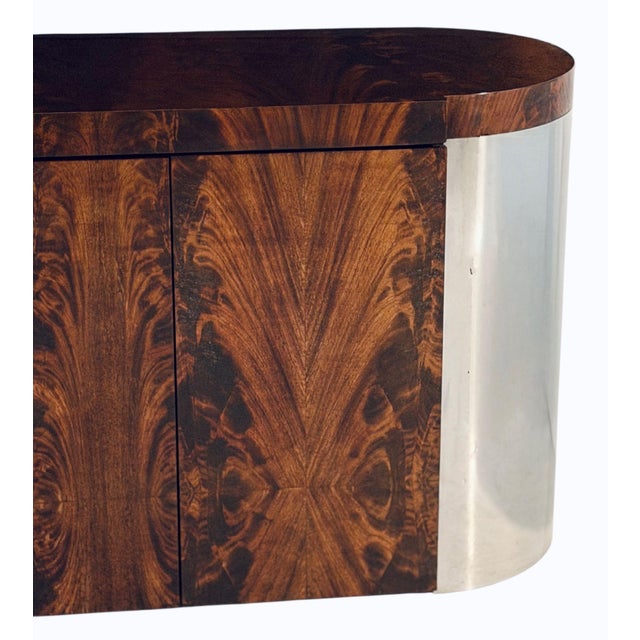 Ron Seff Burled Walnut Credenza With Chrome Sides, 1970 For Sale In Chicago - Image 6 of 8