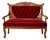 Vintage Victorian-Style Wine Red Velvet Loveseat For Sale