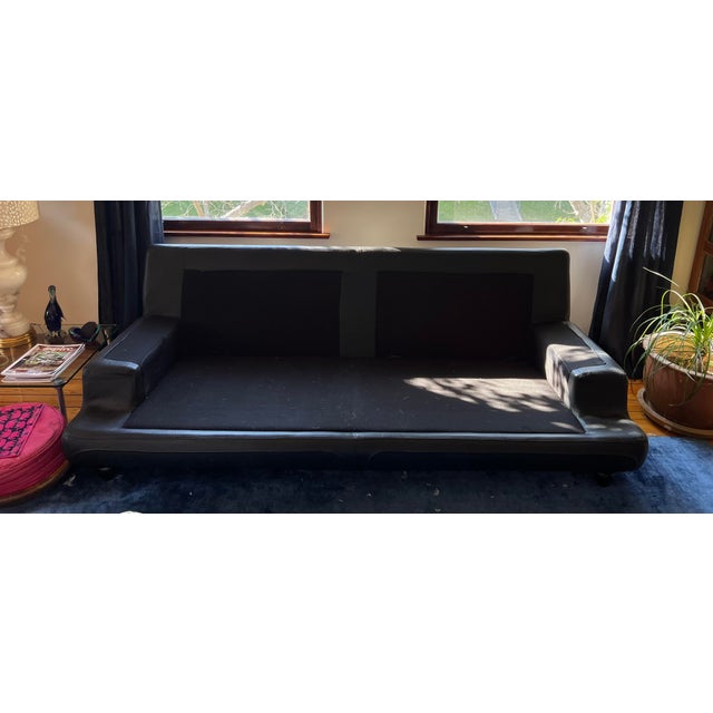 Black Roche Bobois Leather Sofa For Sale - Image 8 of 12