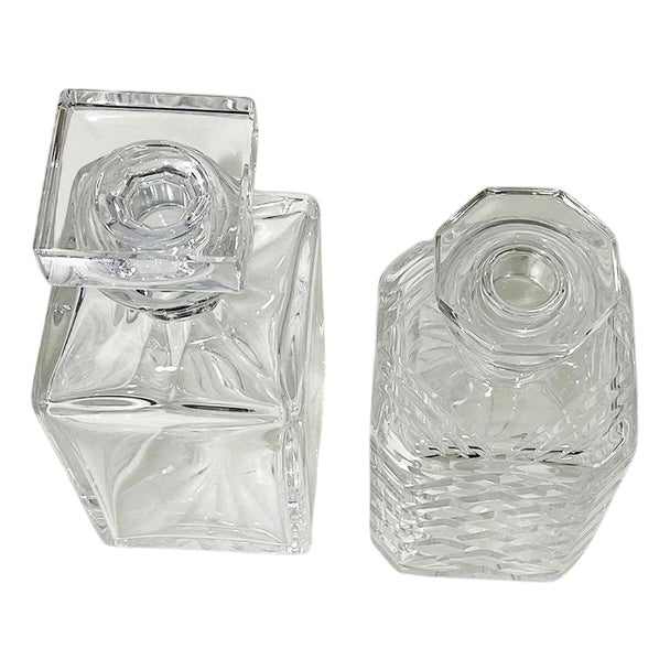 Crystal Cut Whiskey Decanters attributed to Atlantis, Set of 2 For Sale