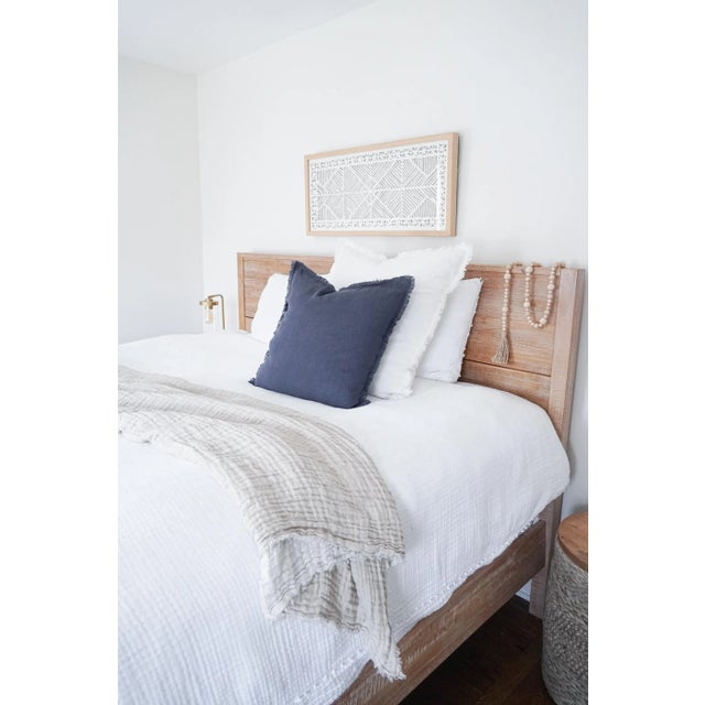 Navy Blue Down Alternative Linen Pillow For Sale - Image 4 of 6