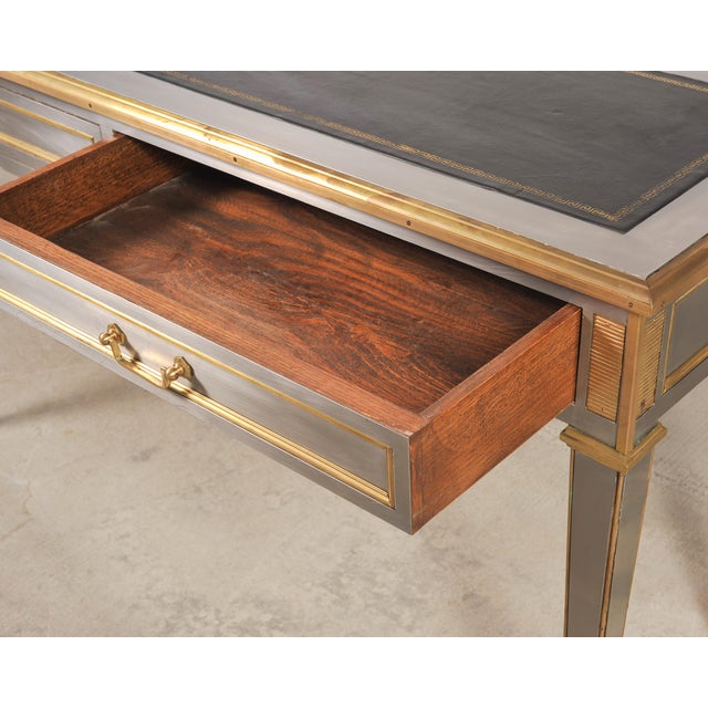 John Vesey Style Steel and Bronze Neoclassical Desk or Console For Sale - Image 9 of 17