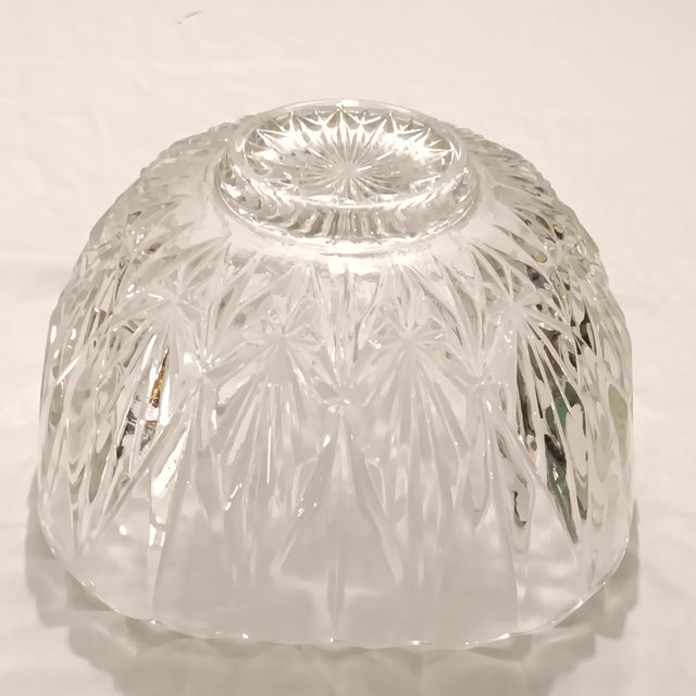 Vintage Large Cut Lead Crystal Bowl For Sale - Image 4 of 12