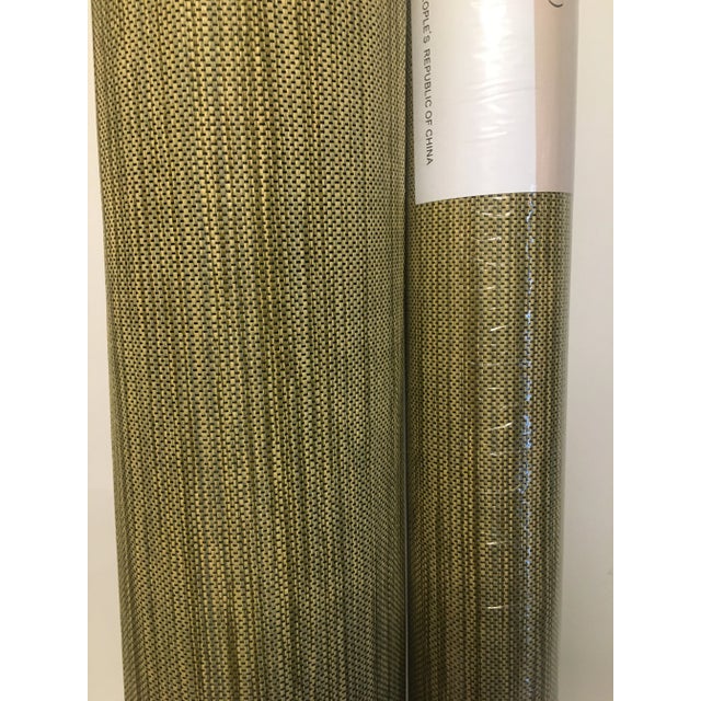 Contemporary Schumacher Akina Strie Grasscloth Wallpaper Chairish