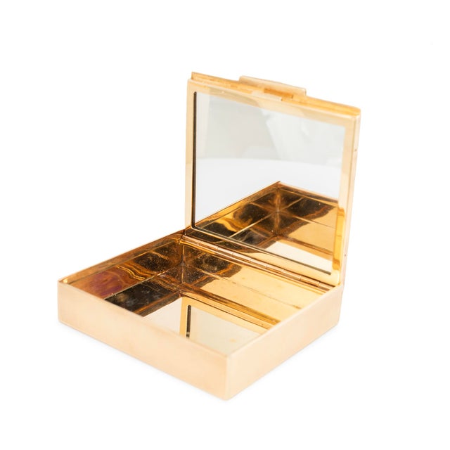 Vintage Tiffany & Co. 14k Yellow Gold Ruby Powder Case Compact Mirror Box For Sale In Houston - Image 6 of 8