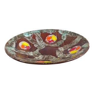 Large Decorative Dish in Glazed Ceramic Drôme from Poët-Laval, France, 1970s For Sale