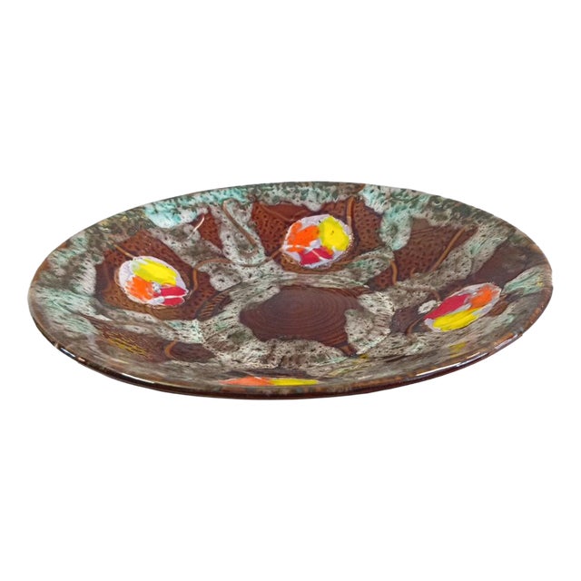 Large Decorative Dish in Glazed Ceramic Drôme from Poët-Laval, France, 1970s For Sale