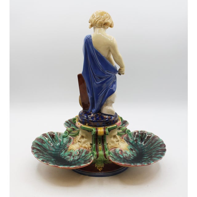 Arts & Crafts Circa 1861 English Majolica Centerpiece Sweetmeat Server by Minton For Sale - Image 3 of 10