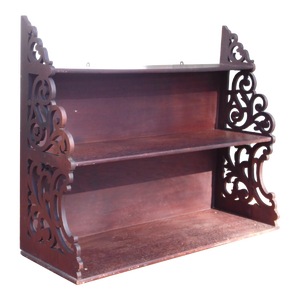 Antique Victorian Solid Walnut Shelf Bookcase Wall Shelf Hanging Fretwork Shelf