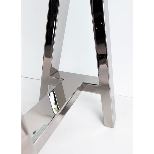 Williams Sonoma Home "Mason" Sawhorse Glass Top Table/Writing Desk For Sale - Image 13 of 15