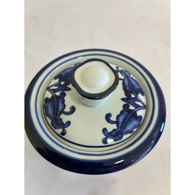 Vintage the Bombay Company Blue and White Lidded Dish For Sale - Image 9 of 10
