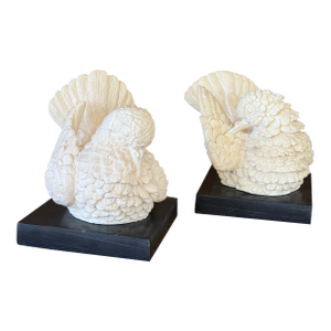 Mid-20th Century Italian A. Santini Sculptural Doves on Marble Bases – Pair