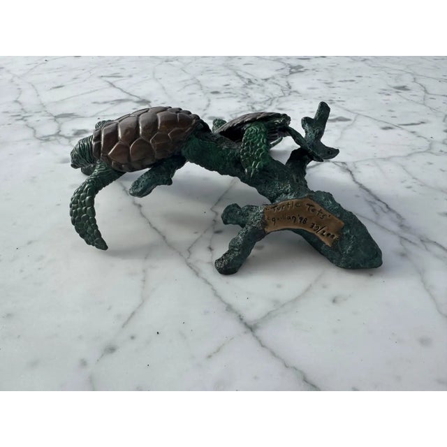 Modern Late 20th Century Joseph Quillan Patinated Bronze "Turtle Tots" Sculpture 39/200 For Sale - Image 3 of 6