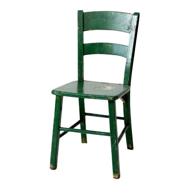 Antique Green Painted Wooden Chair For Sale - Image 9 of 9