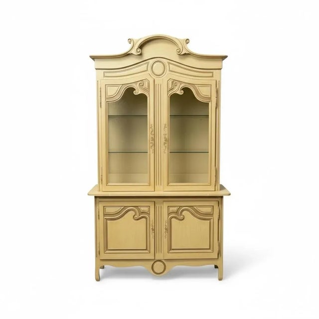 Baker Furniture Company 1970s Large Scale French Provincial Painted Cabinet / Hutch by Baker Furniture For Sale - Image 4 of 7