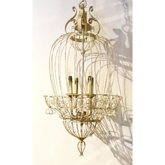 2010s Boho Chic Aged White Lantern Pendant For Sale - Image 5 of 5