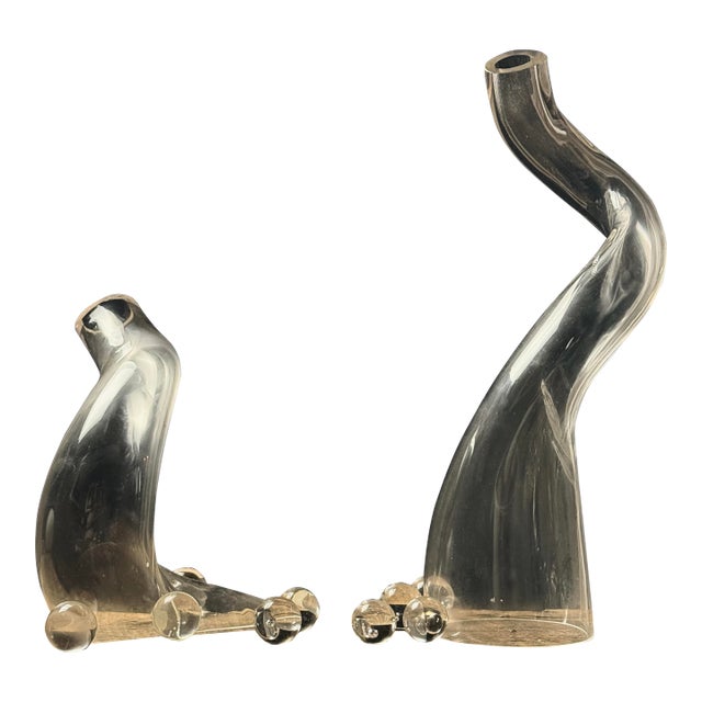 Vintage Hand Blown Biomorphic Postmodern Glass Sculpture Set (#2) For Sale
