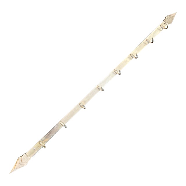 1930s Large Art Deco Arrowhead Steel Butchers Hook Wall Rack For Sale