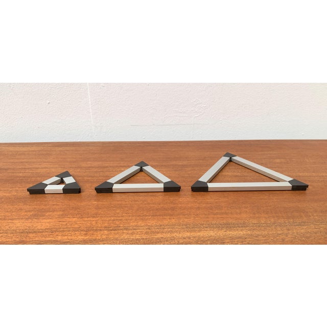 Metal Danish Triangular Trivet Coasters by Jorgen Meldgaard for Menu, 1980s, Set of 3 For Sale - Image 7 of 18