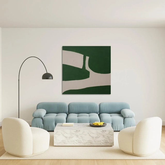 Early 21st Century Bodasca, Minimalist Square Green Abstract Composition, 2025, Acrylic on Canvas For Sale - Image 5 of 12