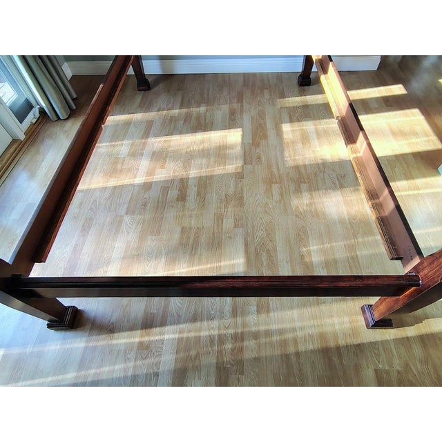 Brown 1980s Mahogany Rice Carving Poster Bed Queen Size For Sale - Image 8 of 12