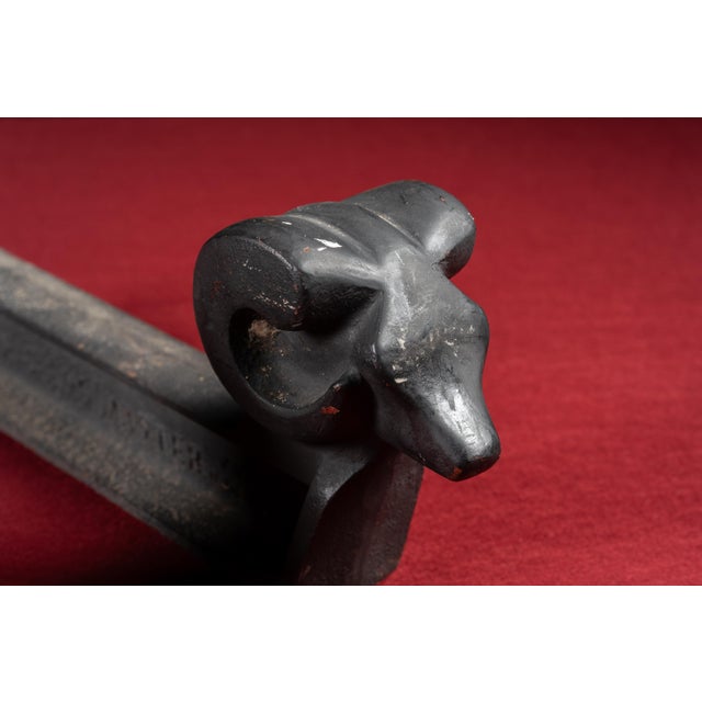 Early 20th Century Decorative Cast Iron Ram Andirons For Sale In Chicago - Image 6 of 7