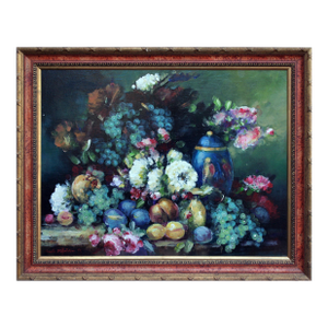 Abundant Floral Still Life Oil Painting, Signed 1999, Framed 36x29 by Gerdell Schroder