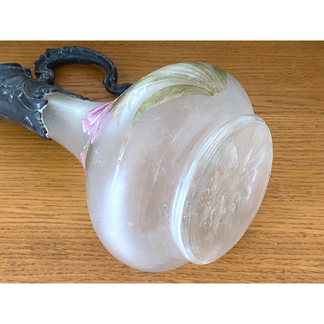 Art Nouveau Enameled Glass Ewer with Iris Decoration, France, 1900s For Sale - Image 5 of 6