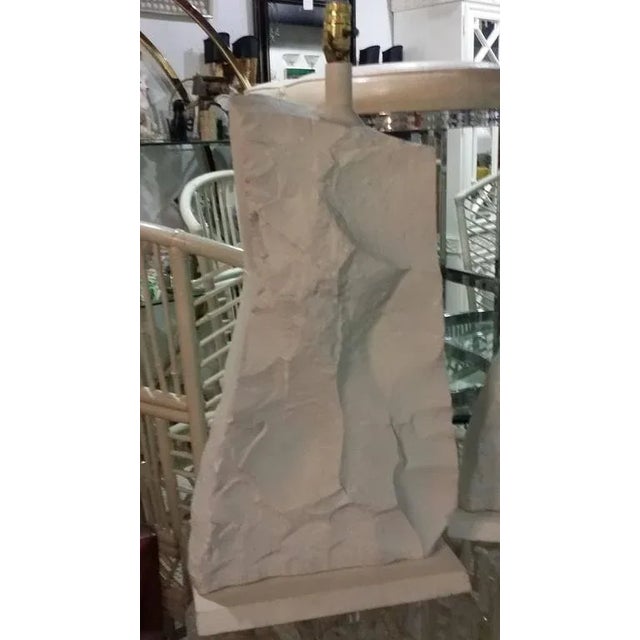 Mid-Century Modern Sirmos Style Mid-Century Modern Rock Stone Table Lamps - A Pair For Sale - Image 3 of 12