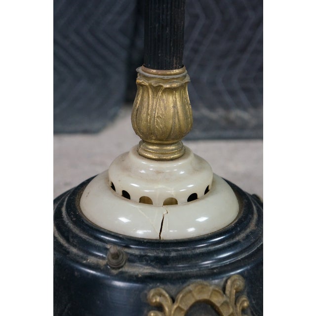 1930s Vintage Art Deco Gooseneck Floor Lamp Drink Tray Smoke Stand Faux Onyx Base For Sale - Image 5 of 17