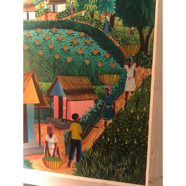 Original 1980s Haiti Folk Art Oil Painting For Sale - Image 13 of 13