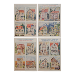 1932 Set of 4- French Architecture Prints-Villas of Stone and Brick