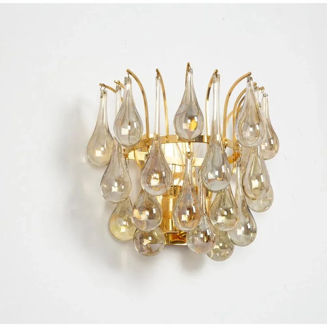 Large Gilded Brass and Crystal Sconces attributed to C. Palme, Germany, 1970s, Set of 2 For Sale - Image 4 of 10
