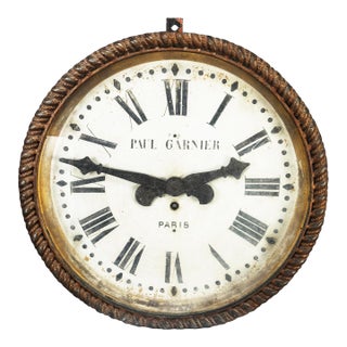 Superb 1890's Antique Paul Garnier Paris Railroad Clock Fine Gilding & Patina Huge 20" Face For Sale