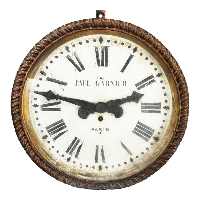 Superb 1890's Antique Paul Garnier Paris Railroad Clock Fine Gilding & Patina Huge 20" Face For Sale