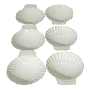 Vintage French Shell Dishes by Porcelaine Du Reussy, Set of 6