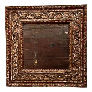 18th Century Baroque Carved and Painted Mirror For Sale