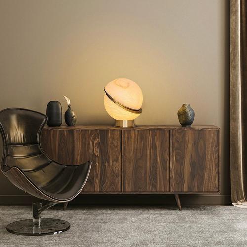 Not Yet Made - Made To Order Brass and Alabaster Offset Globe Table Lamp by Matlight Milano For Sale - Image 5 of 8