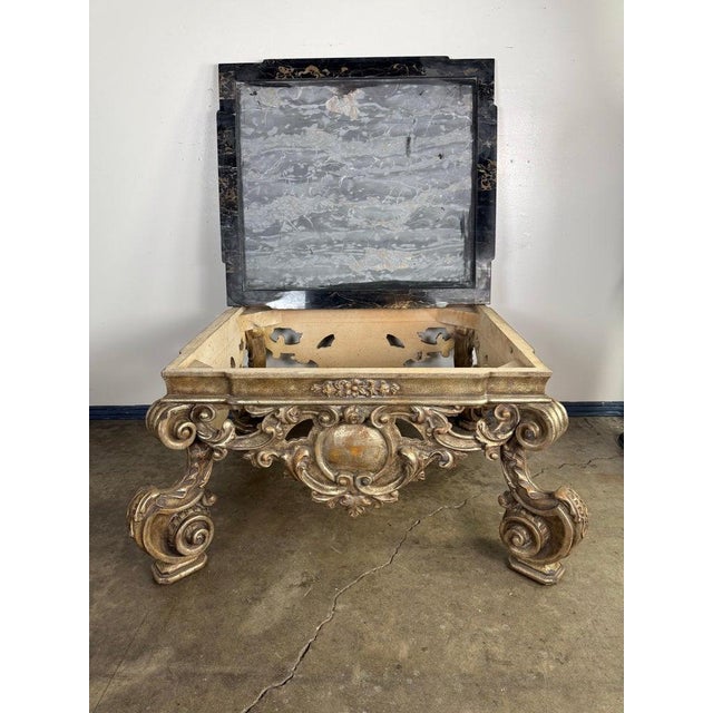Giltwood and Ebonized Marble Coffee Table by Brustlin Workshop, Los Angeles For Sale - Image 9 of 13