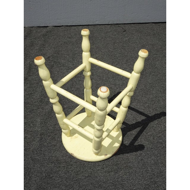 Vintage French Country Farmhouse Chic Yellow Rustic Stool For Sale - Image 10 of 11