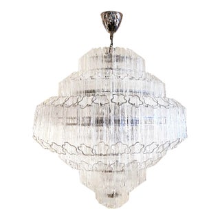 Bespoke Italian Art Deco Design Crystal Murano Glass Nickel Modern Chandelier For Sale