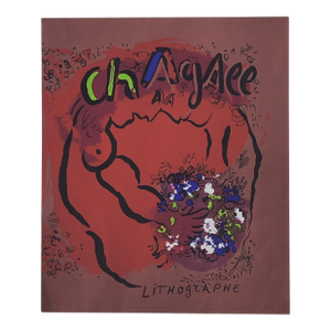 Marc Chagall Lovers With Bouquet, Cover Of Lithographe I 1960 Original Print
