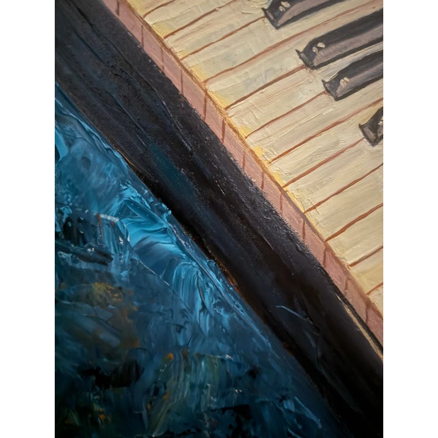 Expressionist Original Oil Painting of Piano For Sale - Image 4 of 8