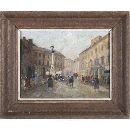 "Square". Oil on wood from the 19th century. Dimensions: 29 x 38 cm.